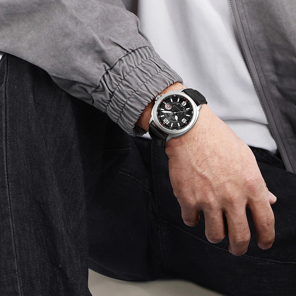 Brand Men Quartz Watch High Quality PU Band Calendar Male Wristwatch Auto Date Display Waterproof Clocks Reloj Hombre