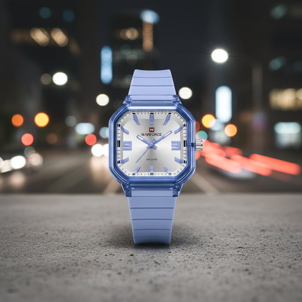 Women Polygon Watch Display Silicone Strap 50M Waterproof Luminous Fashionable Elegant Ladis Girls Wristwatch Gift Box