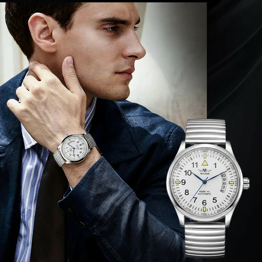 Luxury Brands WINNER Field Pilot Watch for Man Stainless Steel Automatic Movement Clock High Quality Diver Male Wristwatch Copy