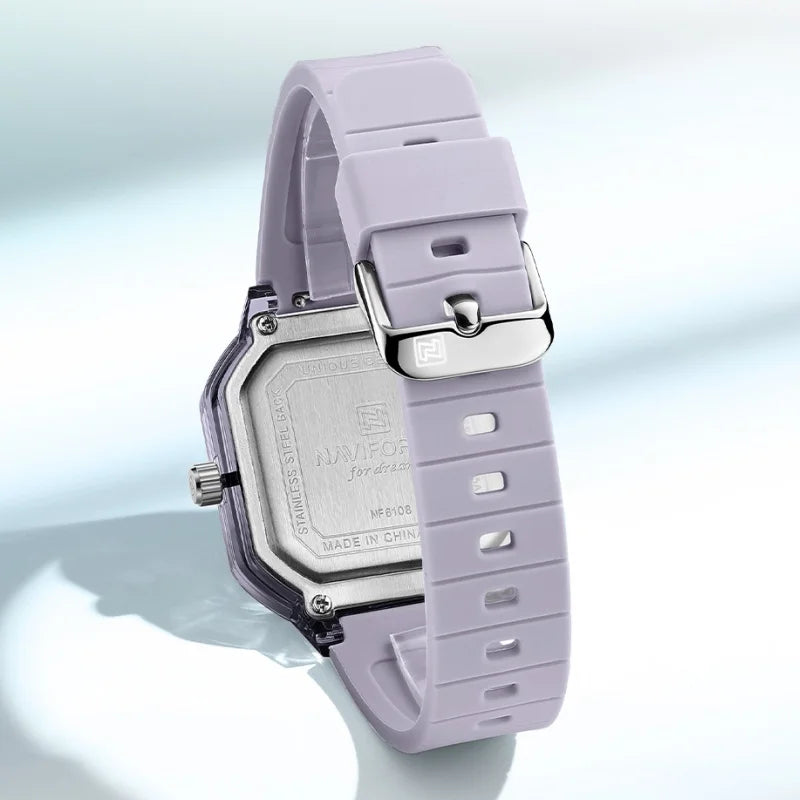 Women Polygon Watch Display Silicone Strap 50M Waterproof Luminous Fashionable Elegant Ladis Girls Wristwatch Gift Box