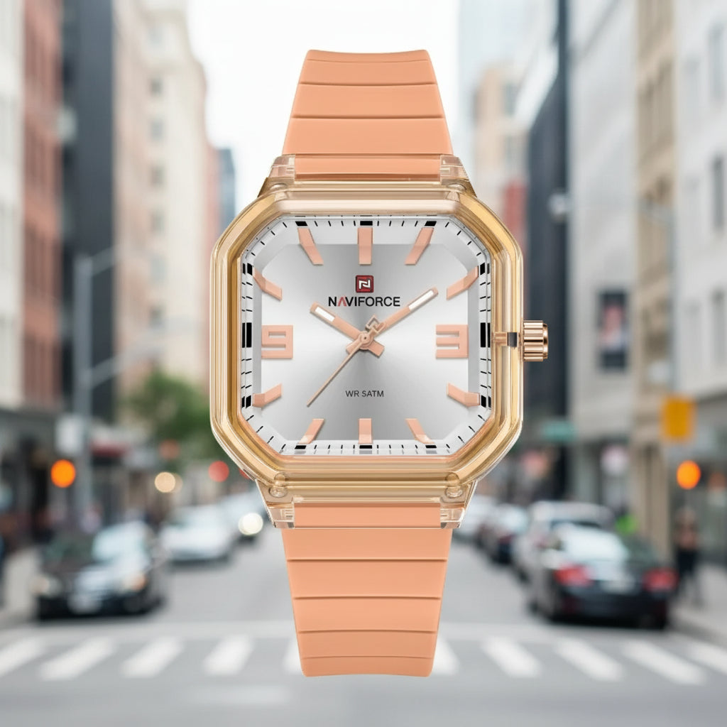 Women Polygon Watch Display Silicone Strap 50M Waterproof Luminous Fashionable Elegant Ladis Girls Wristwatch Gift Box