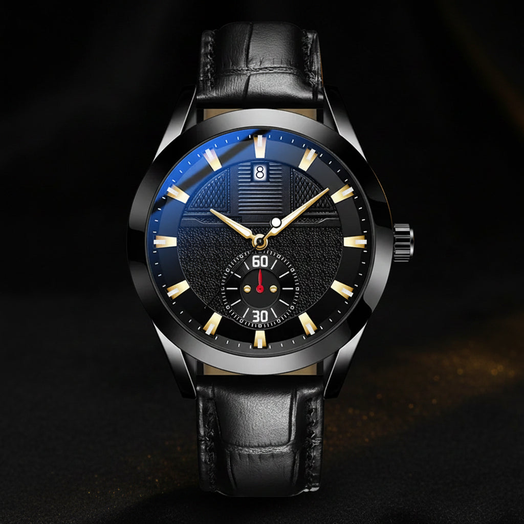 Original Sports Man Watch Leather Sapphire Blue Dial Luminous Automatic Movement Mechanical Clock Waterproof Wrist Watches