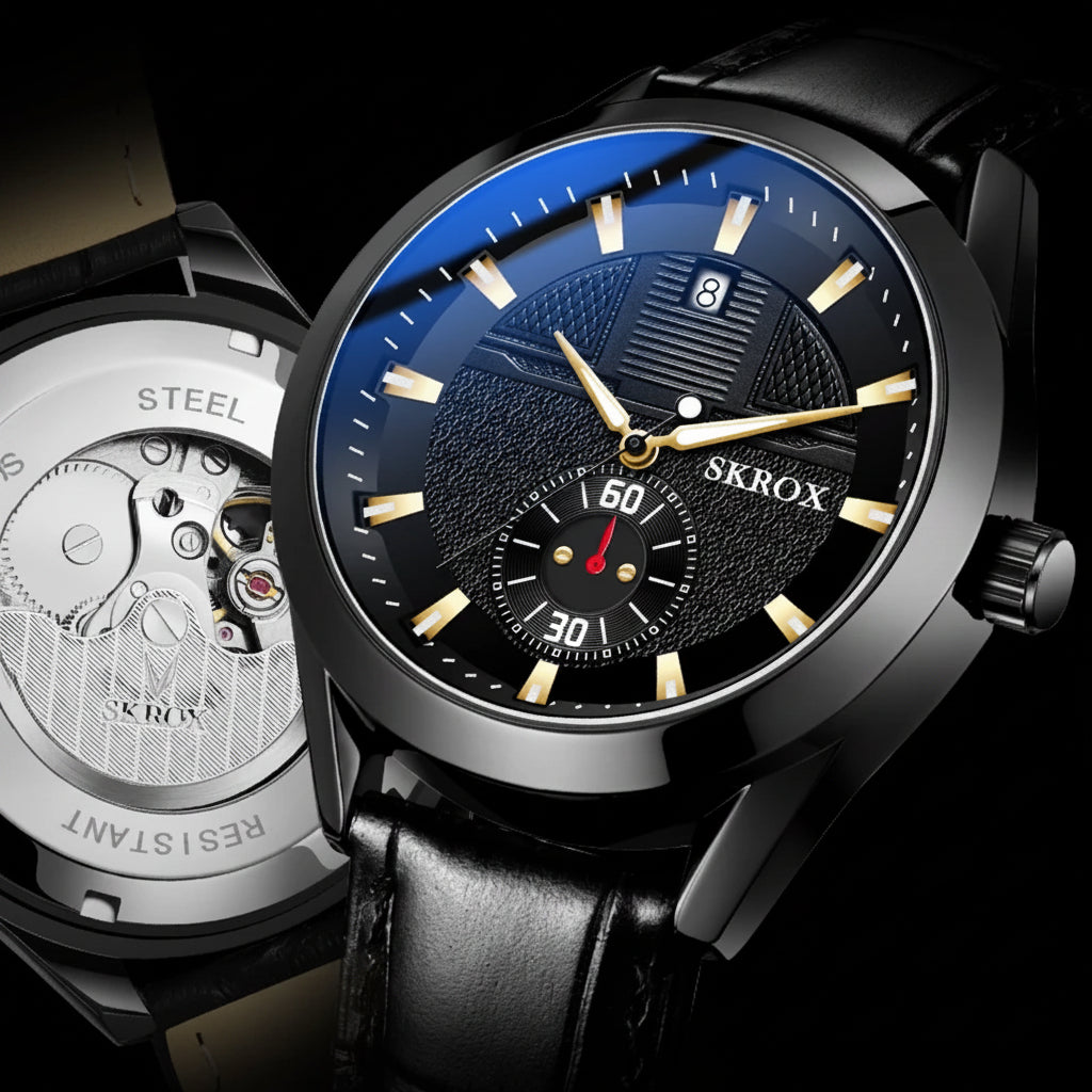 Original Sports Man Watch Leather Sapphire Blue Dial Luminous Automatic Movement Mechanical Clock Waterproof Wrist Watches