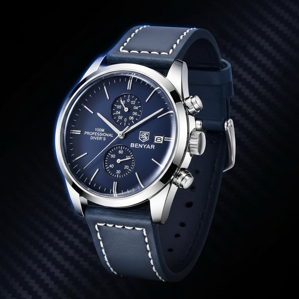 New  Sports Quartz Watch Luxury30M Waterproof Chronograph Fashion Leather Military Clock Relojes Hombre