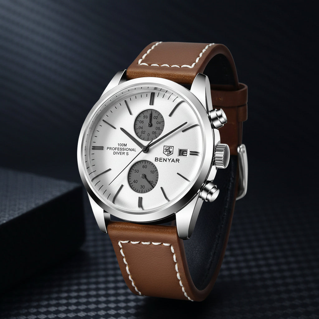 New  Sports Quartz Watch Luxury30M Waterproof Chronograph Fashion Leather Military Clock Relojes Hombre