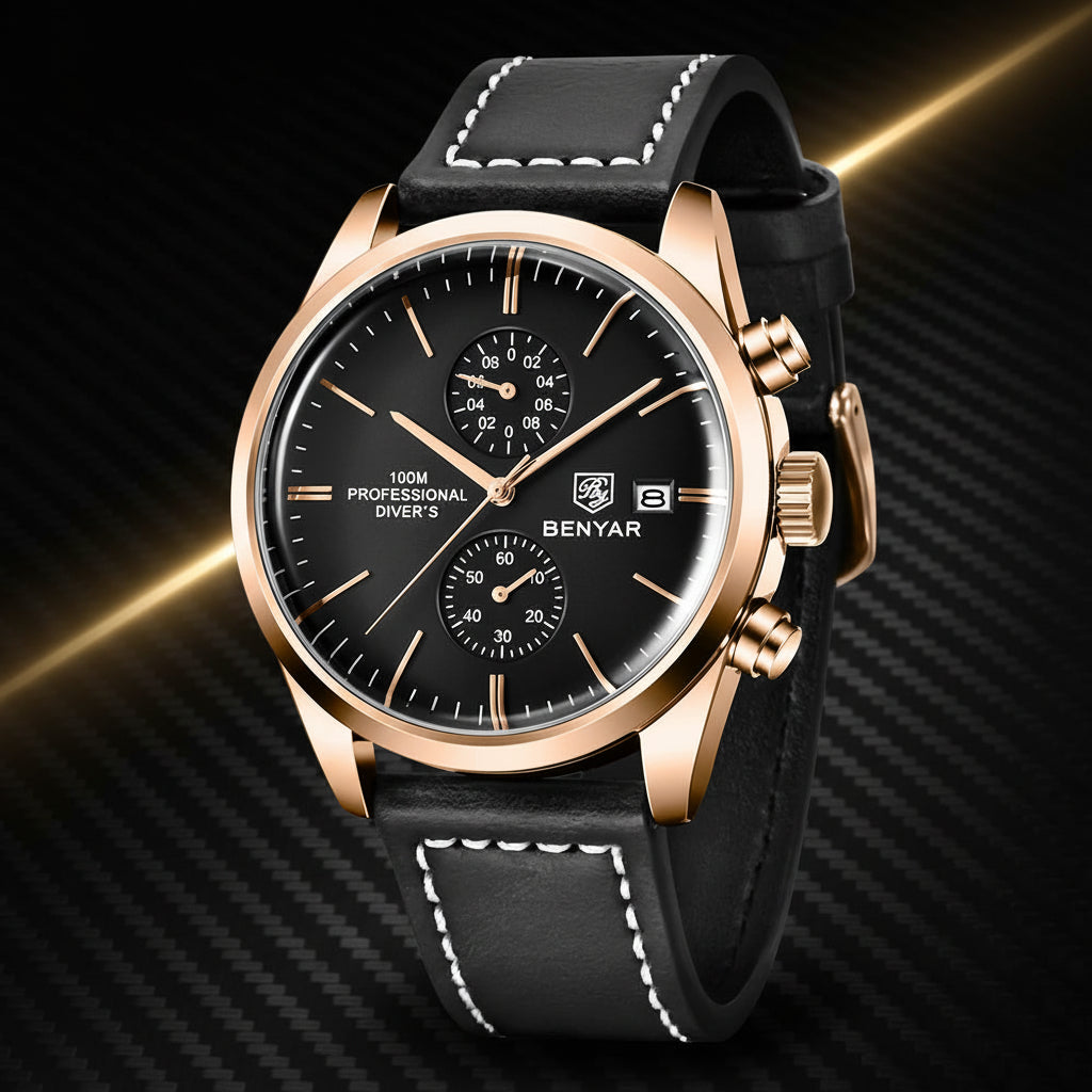 New  Sports Quartz Watch Luxury30M Waterproof Chronograph Fashion Leather Military Clock Relojes Hombre