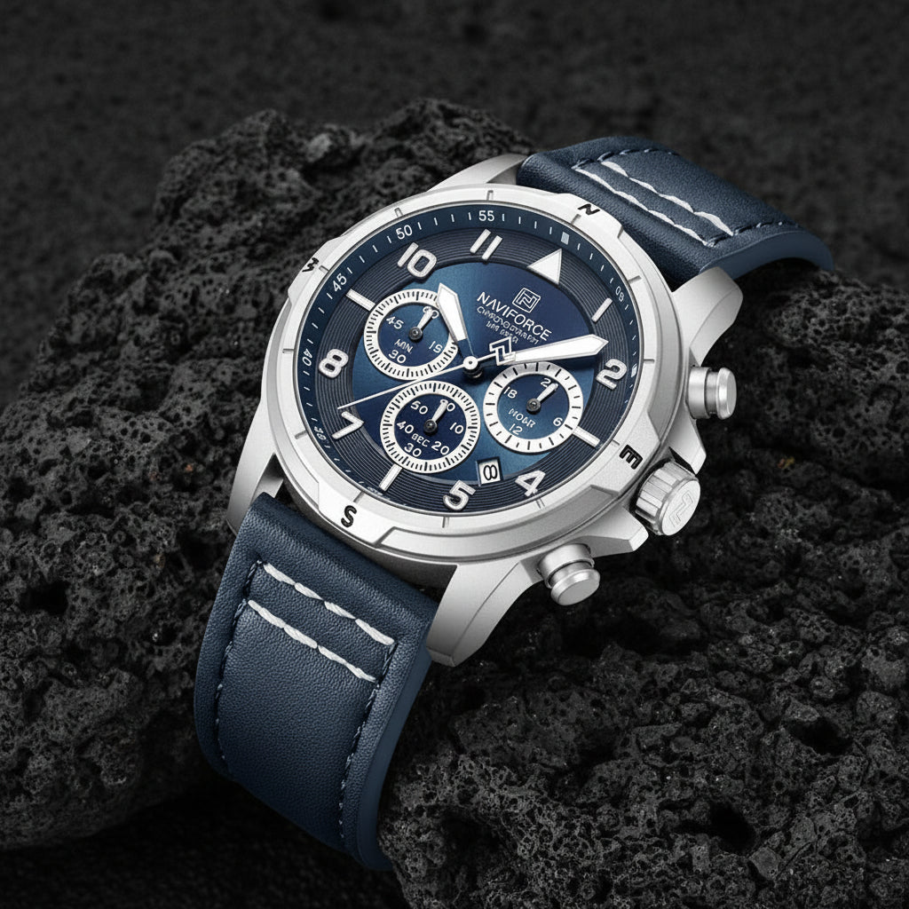 Man'S Watch Quartz Chronograph 30M Waterproof Luminous Hands Leather Band Men Business Fashion Wristwatch Reloj Hombre