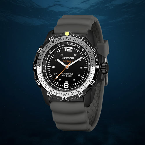 Sanda Brand Men'S Creative Solar-Powered Watches Quartz Analogue Luminous Waterproof Long-Lasting Sports Wrist Innovative Design