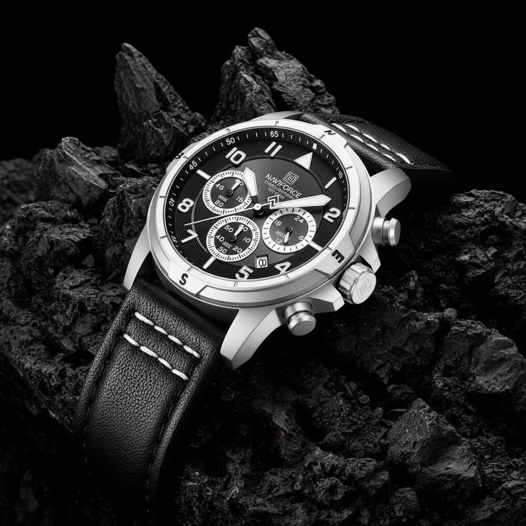 Man'S Watch Quartz Chronograph 30M Waterproof Luminous Hands Leather Band Men Business Fashion Wristwatch Reloj Hombre