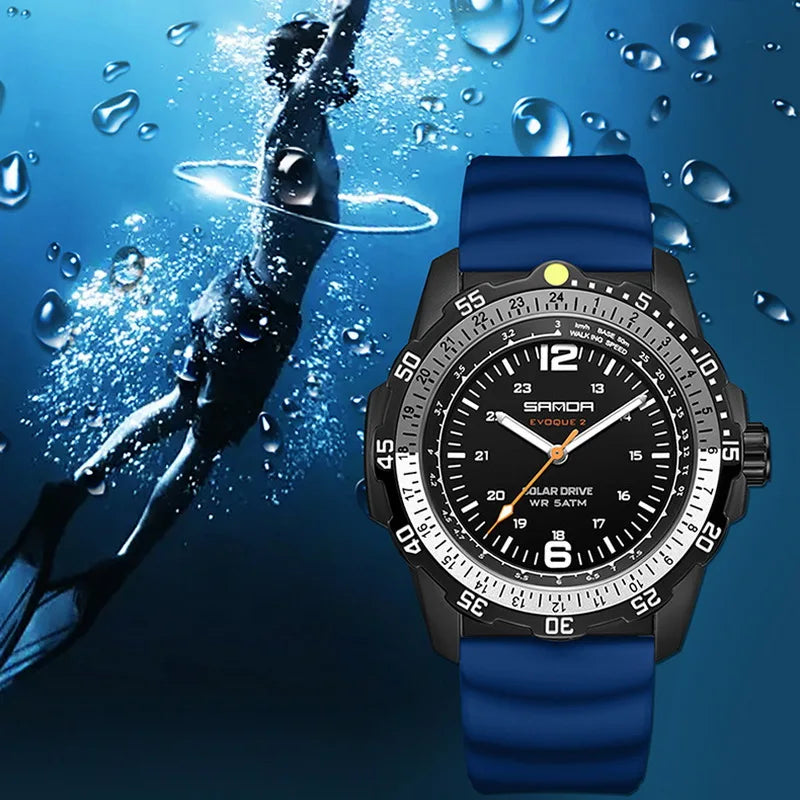 Sanda Brand Men'S Creative Solar-Powered Watches Quartz Analogue Luminous Waterproof Long-Lasting Sports Wrist Innovative Design