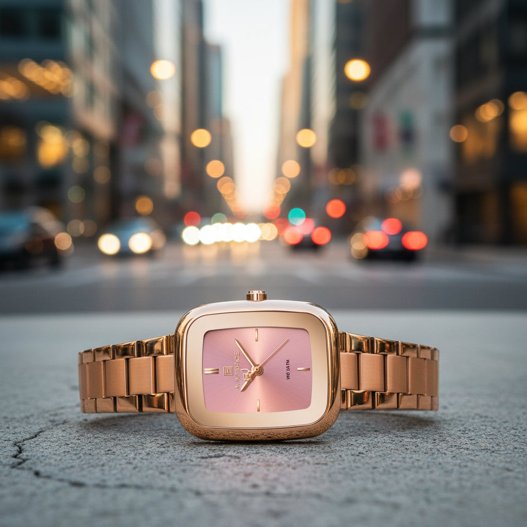 Square Watches for Women 3ATM Waterproof Stainless Steel Fashion Ultra Light Girls' Watch Wristwatch Gift Box for Lady