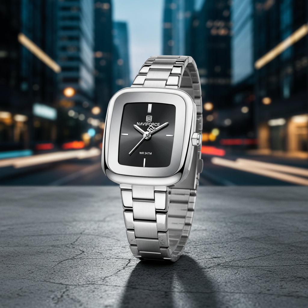 Square Watches for Women 3ATM Waterproof Stainless Steel Fashion Ultra Light Girls' Watch Wristwatch Gift Box for Lady