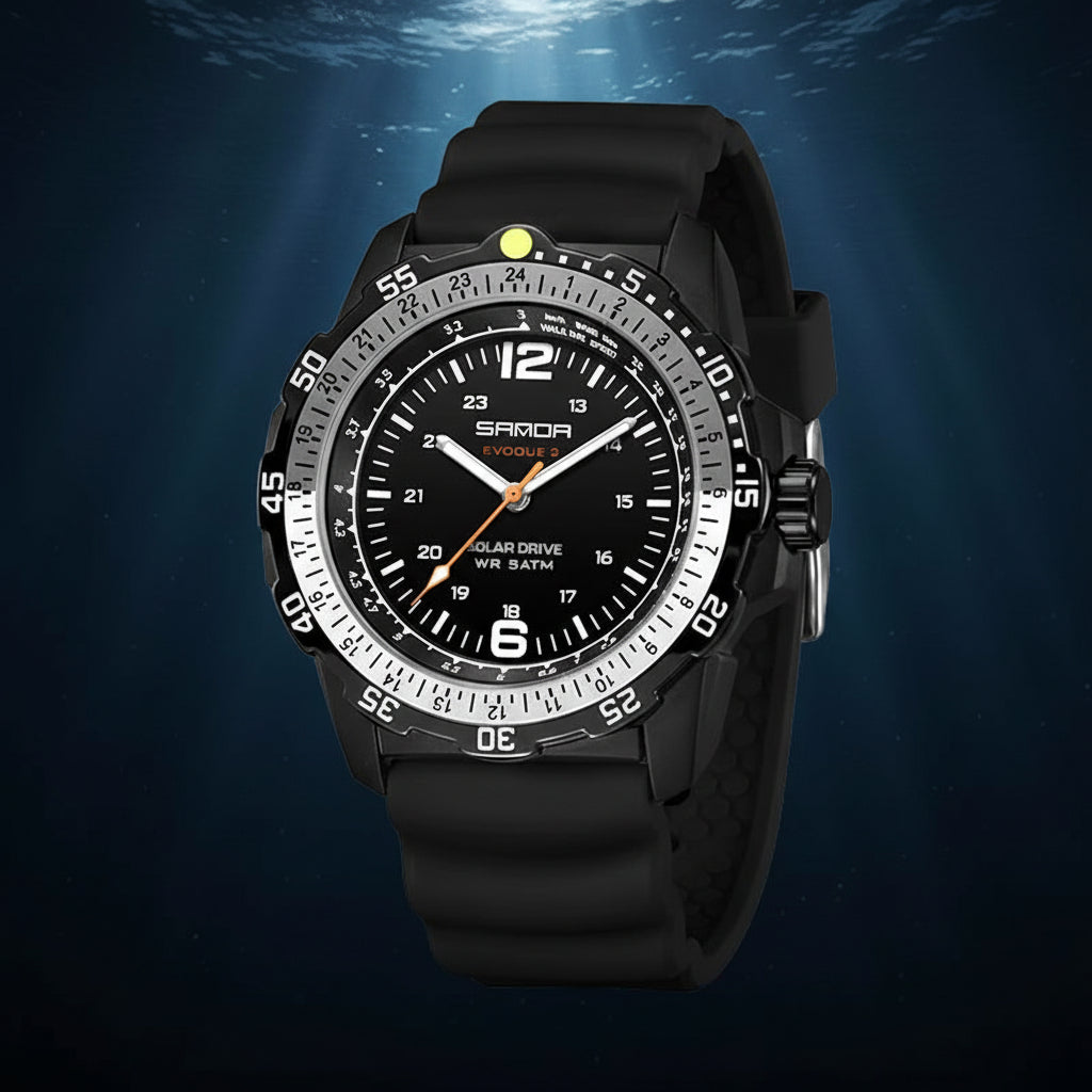 Sanda Brand Men'S Creative Solar-Powered Watches Quartz Analogue Luminous Waterproof Long-Lasting Sports Wrist Innovative Design