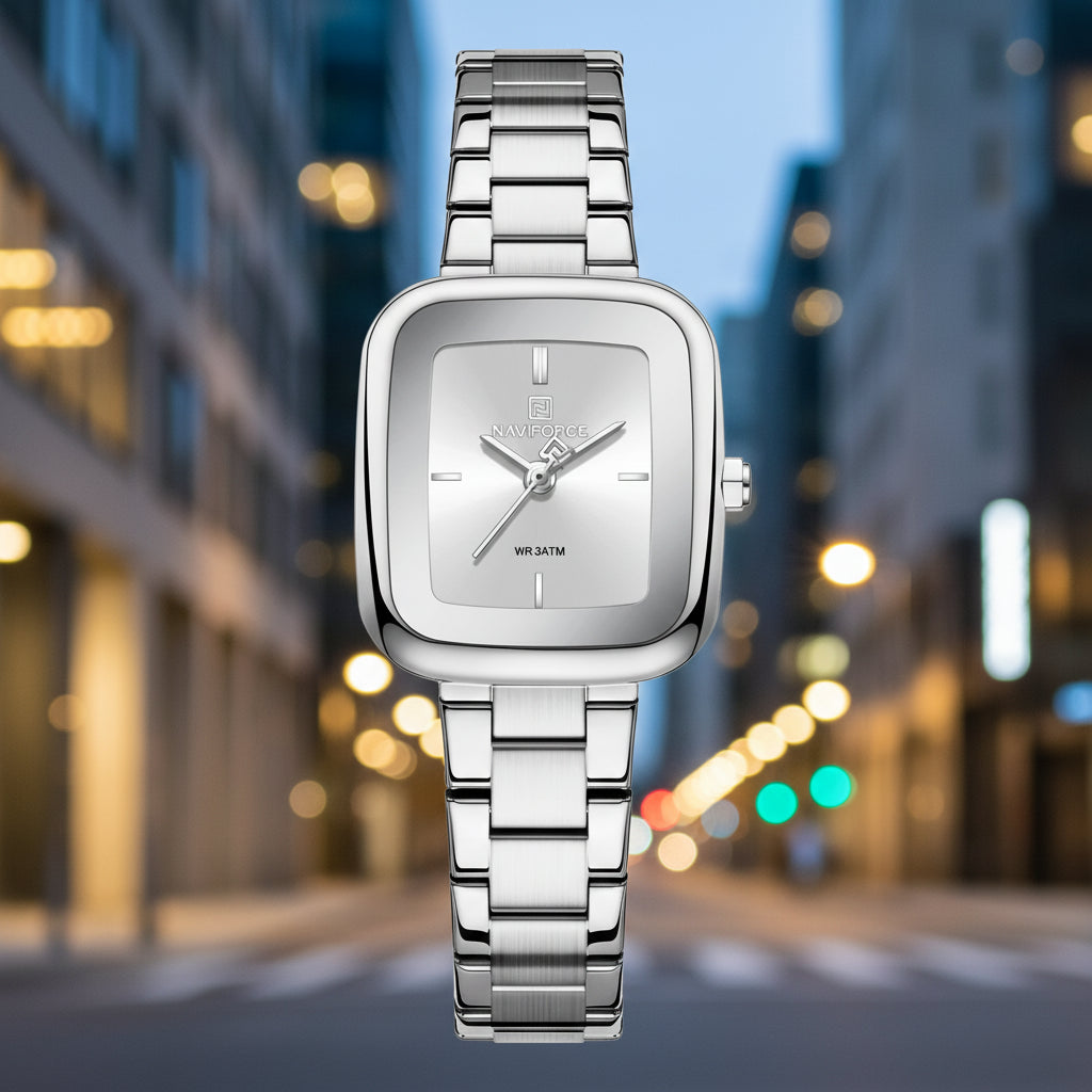 Square Watches for Women 3ATM Waterproof Stainless Steel Fashion Ultra Light Girls' Watch Wristwatch Gift Box for Lady