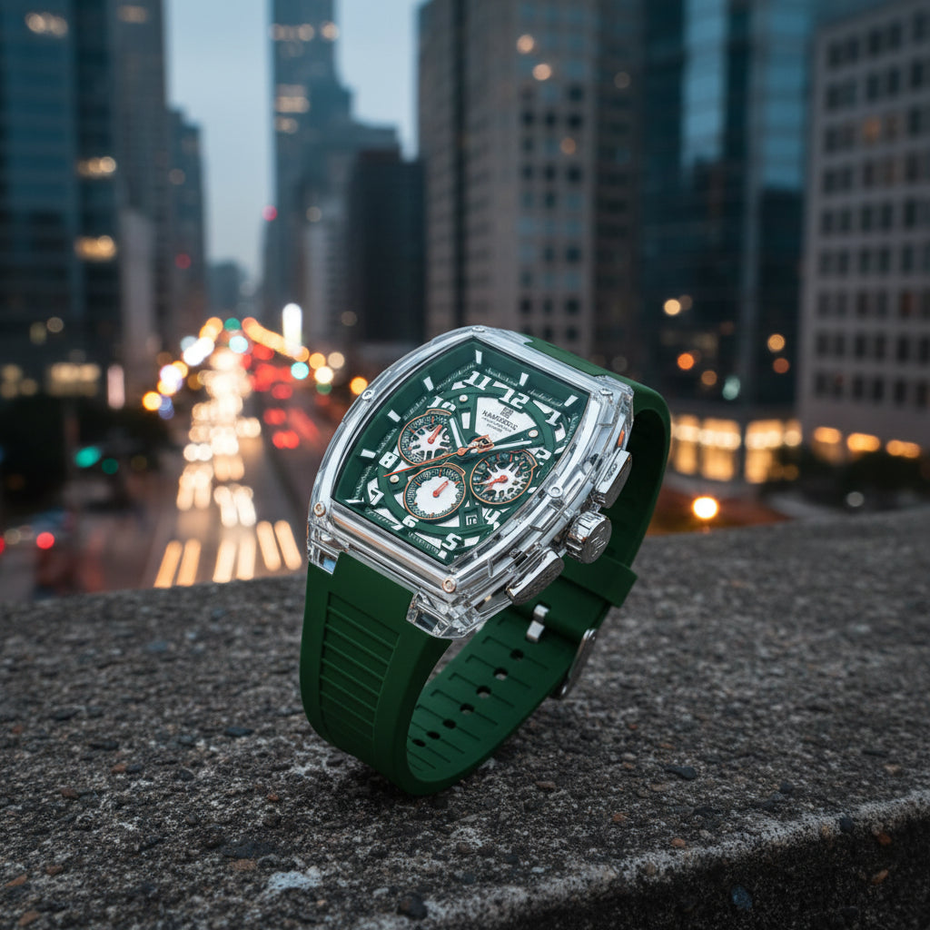 Men'S Multifunction Quartz Chronograph Watch 50M Waterproof Soft Silicone Strap Fashion Sports Wristwatch Reloj Hombre