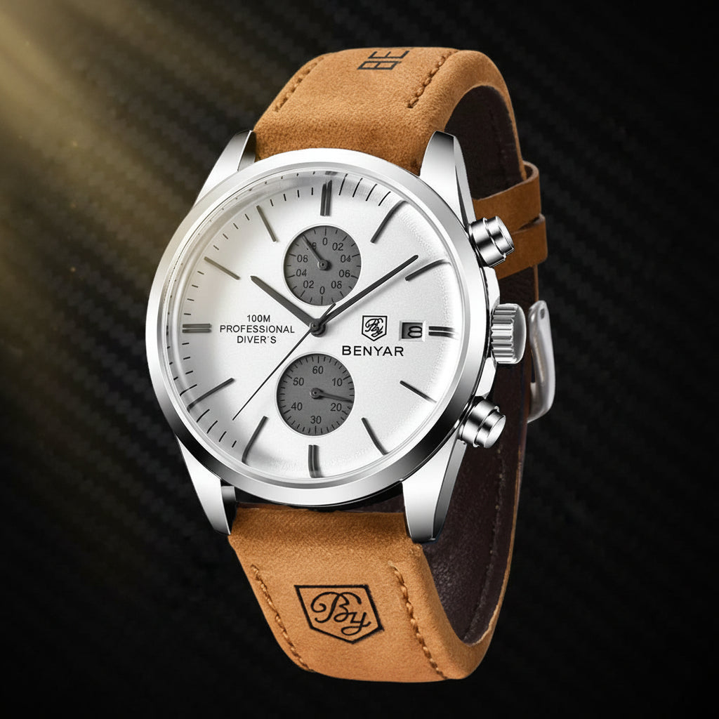 New  Sports Quartz Watch Luxury30M Waterproof Chronograph Fashion Leather Military Clock Relojes Hombre