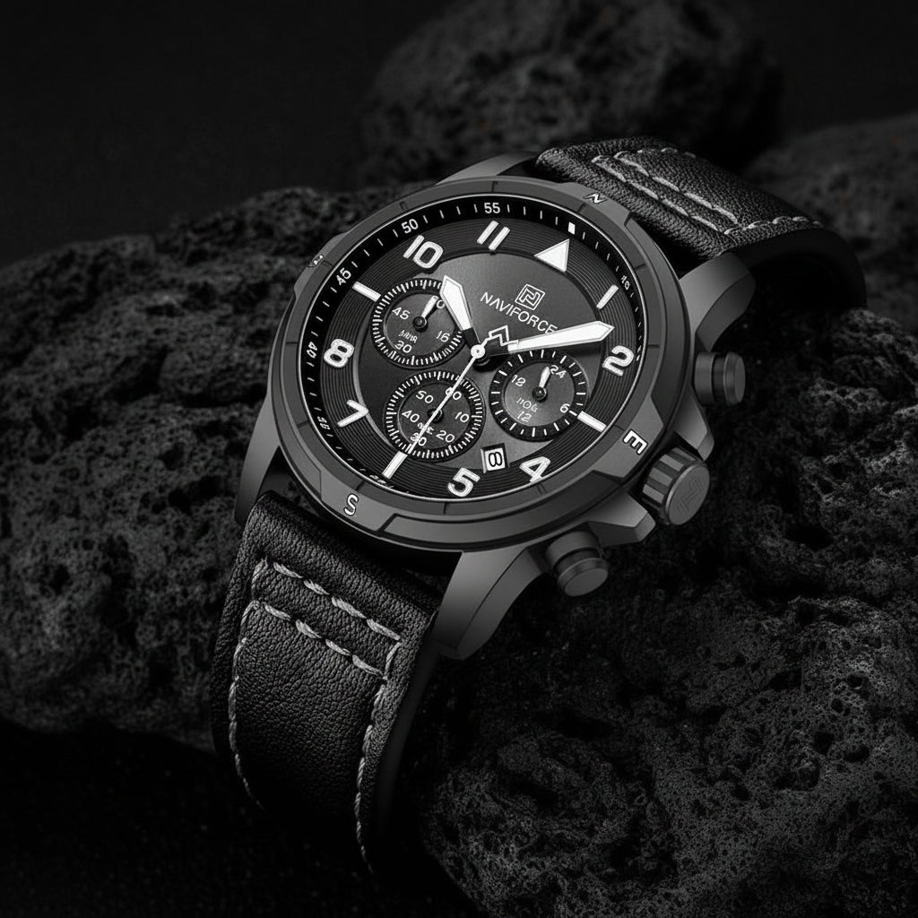 Man'S Watch Quartz Chronograph 30M Waterproof Luminous Hands Leather Band Men Business Fashion Wristwatch Reloj Hombre