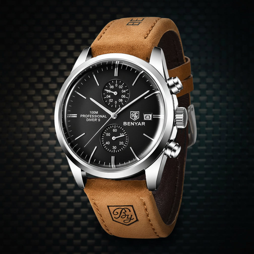 New  Sports Quartz Watch Luxury30M Waterproof Chronograph Fashion Leather Military Clock Relojes Hombre