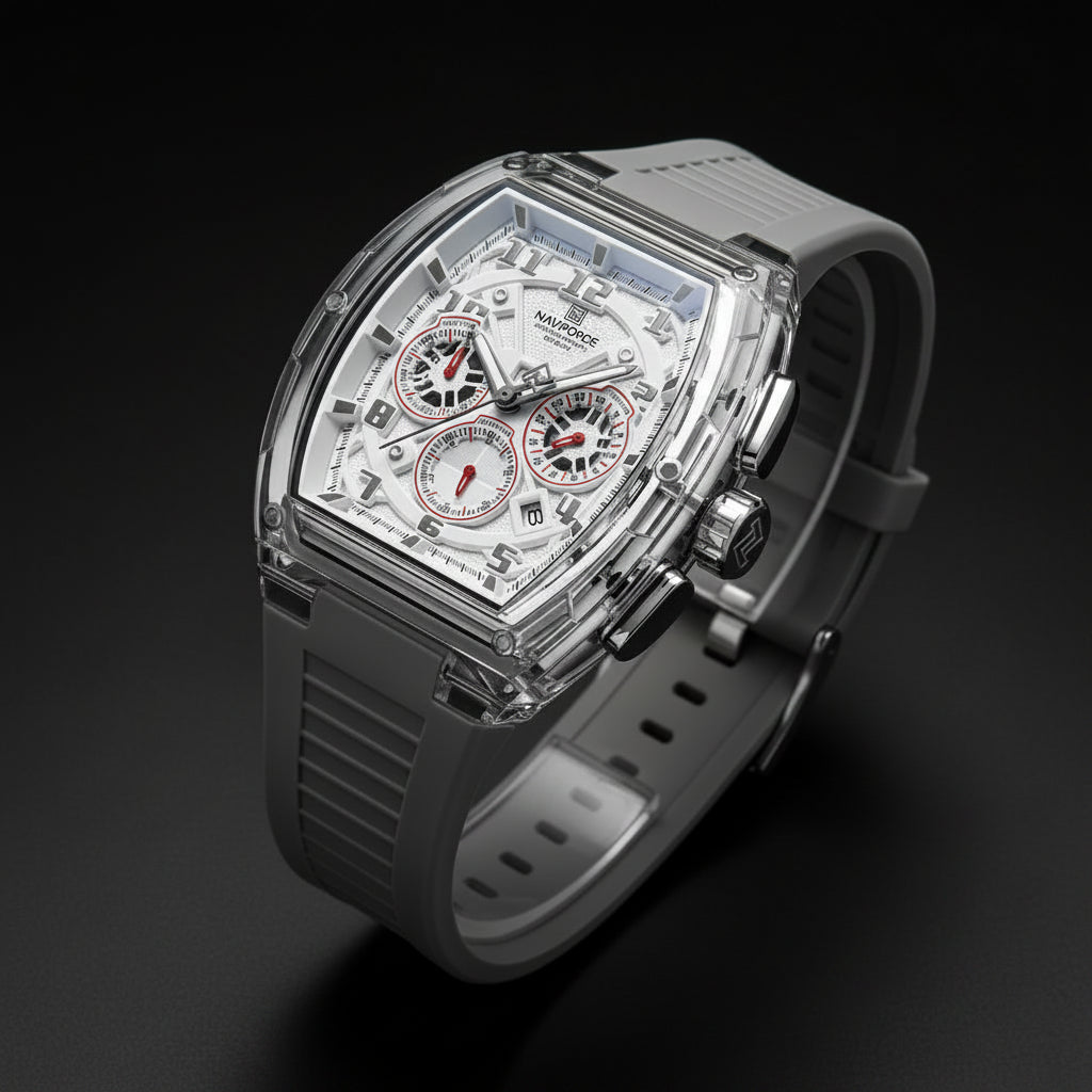 Men'S Multifunction Quartz Chronograph Watch 50M Waterproof Soft Silicone Strap Fashion Sports Wristwatch Reloj Hombre