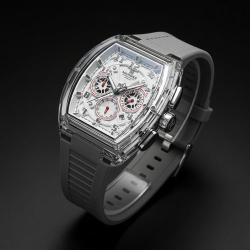 Men'S Multifunction Quartz Chronograph Watch 50M Waterproof Soft Silicone Strap Fashion Sports Wristwatch Reloj Hombre