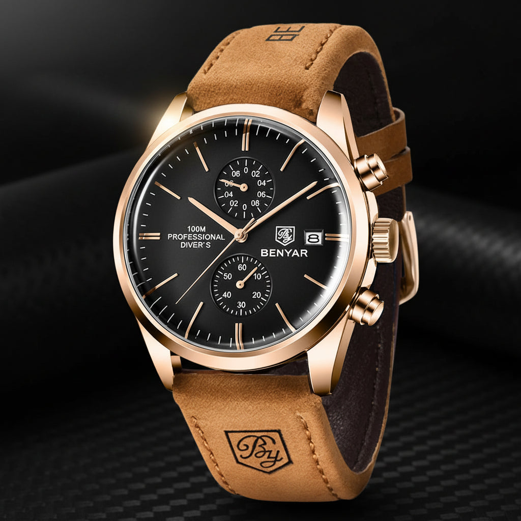 New  Sports Quartz Watch Luxury30M Waterproof Chronograph Fashion Leather Military Clock Relojes Hombre