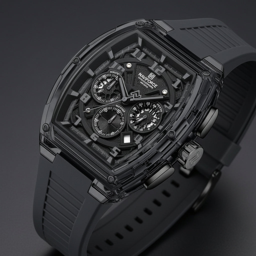 Men'S Multifunction Quartz Chronograph Watch 50M Waterproof Soft Silicone Strap Fashion Sports Wristwatch Reloj Hombre