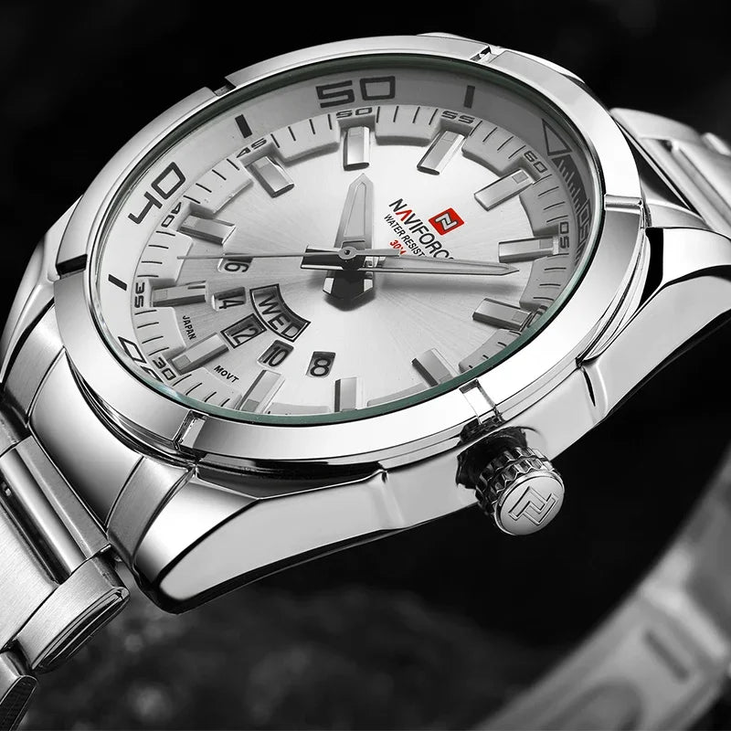 Classic Casual Watch for Men Stainless Steel Sport Waterproof Male Watches Quartz Date Display Clock Relogio Masculino