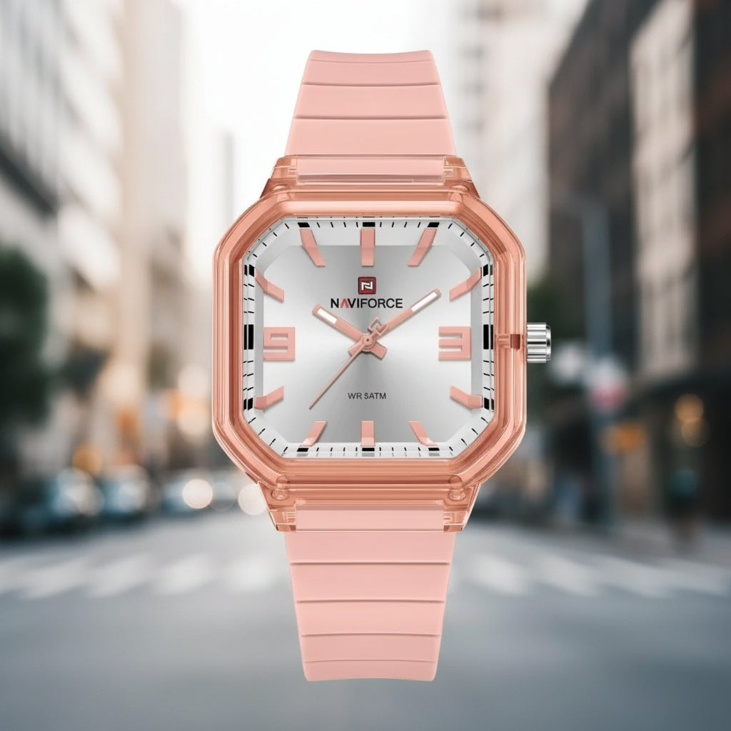Women Polygon Watch Display Silicone Strap 50M Waterproof Luminous Fashionable Elegant Ladis Girls Wristwatch Gift Box