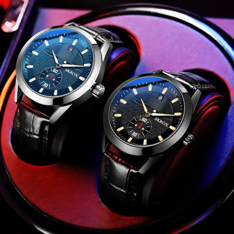 Original Sports Man Watch Leather Sapphire Blue Dial Luminous Automatic Movement Mechanical Clock Waterproof Wrist Watches