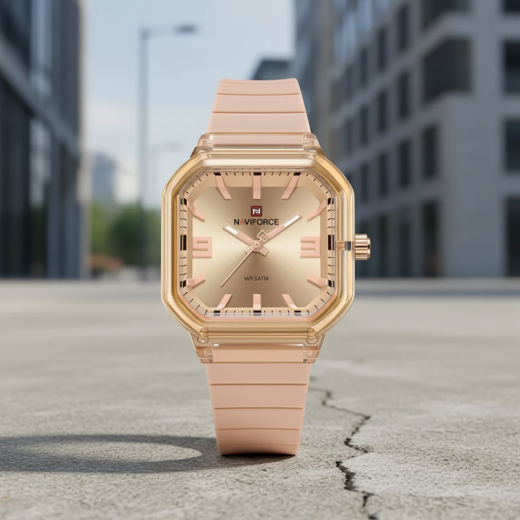 Women Polygon Watch Display Silicone Strap 50M Waterproof Luminous Fashionable Elegant Ladis Girls Wristwatch Gift Box