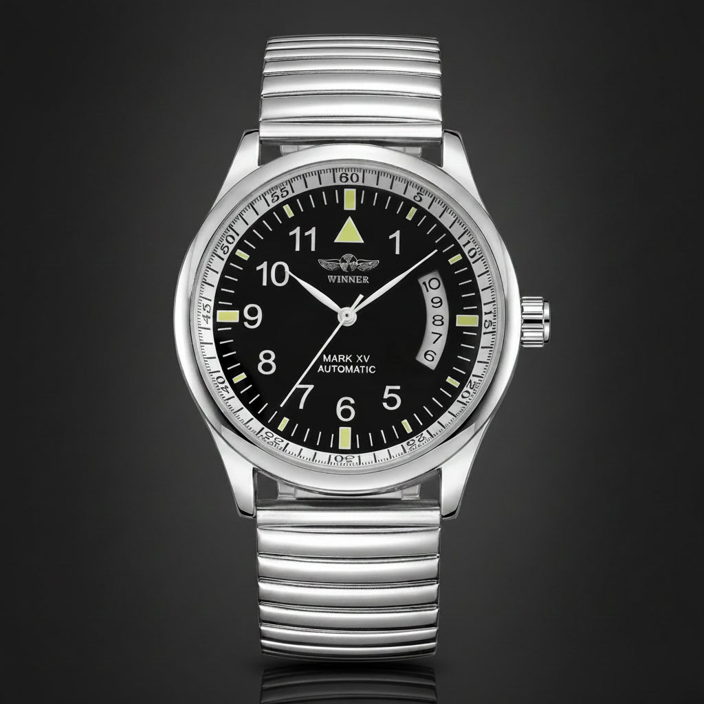 Luxury Brands WINNER Field Pilot Watch for Man Stainless Steel Automatic Movement Clock High Quality Diver Male Wristwatch Copy