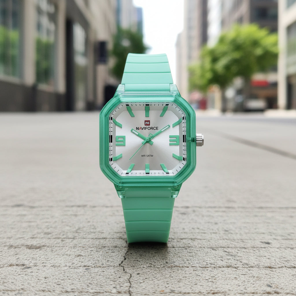 Women Polygon Watch Display Silicone Strap 50M Waterproof Luminous Fashionable Elegant Ladis Girls Wristwatch Gift Box