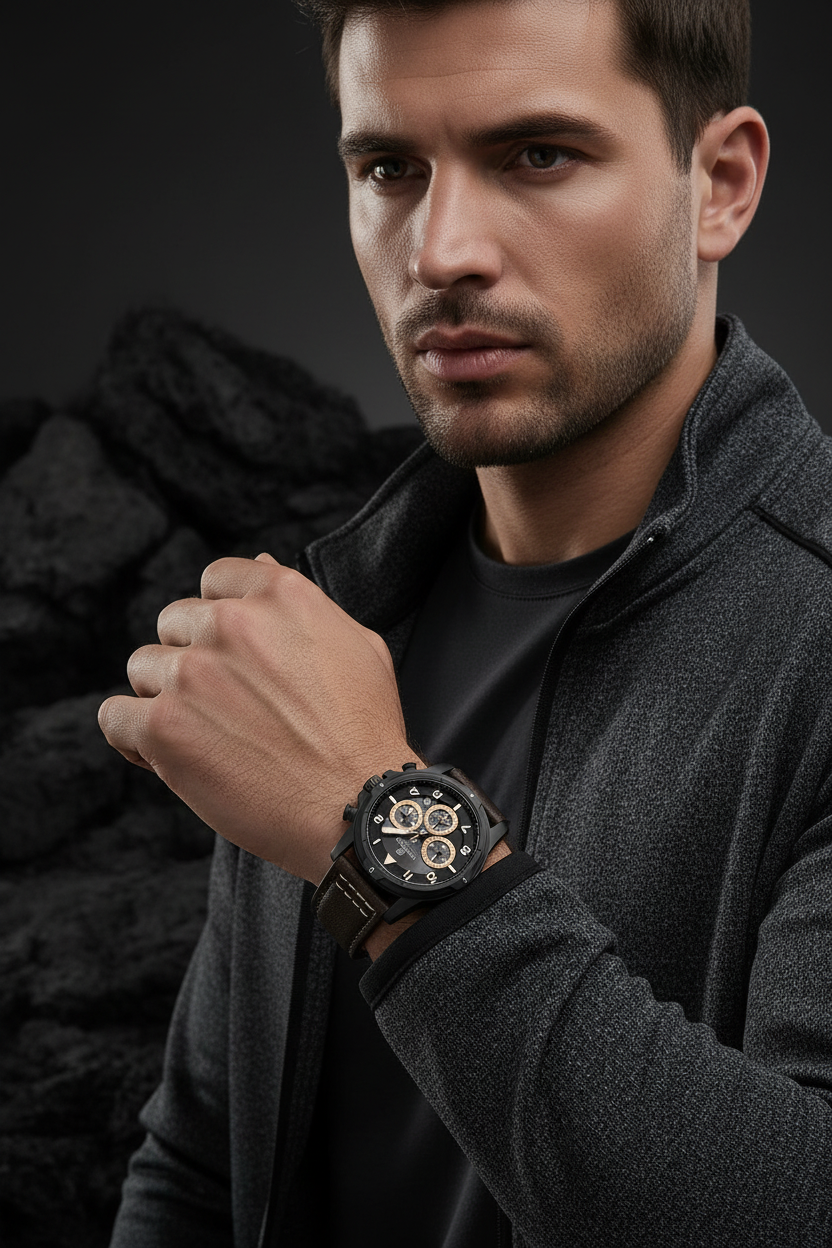 Naviforce Black Gold Brown